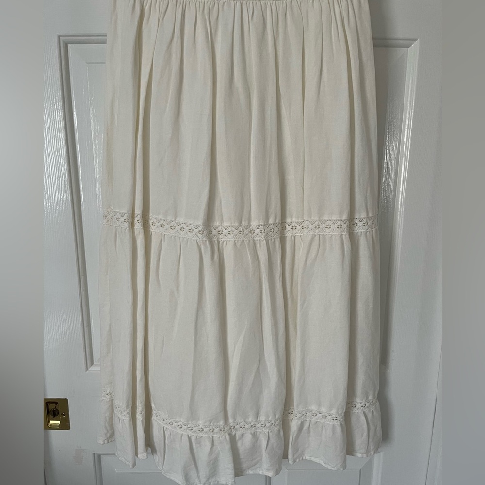 Sezane Zarri embroidered white/ecru lace midi dress.  Cotton/linen. Size 38 - Picture 11 of 15